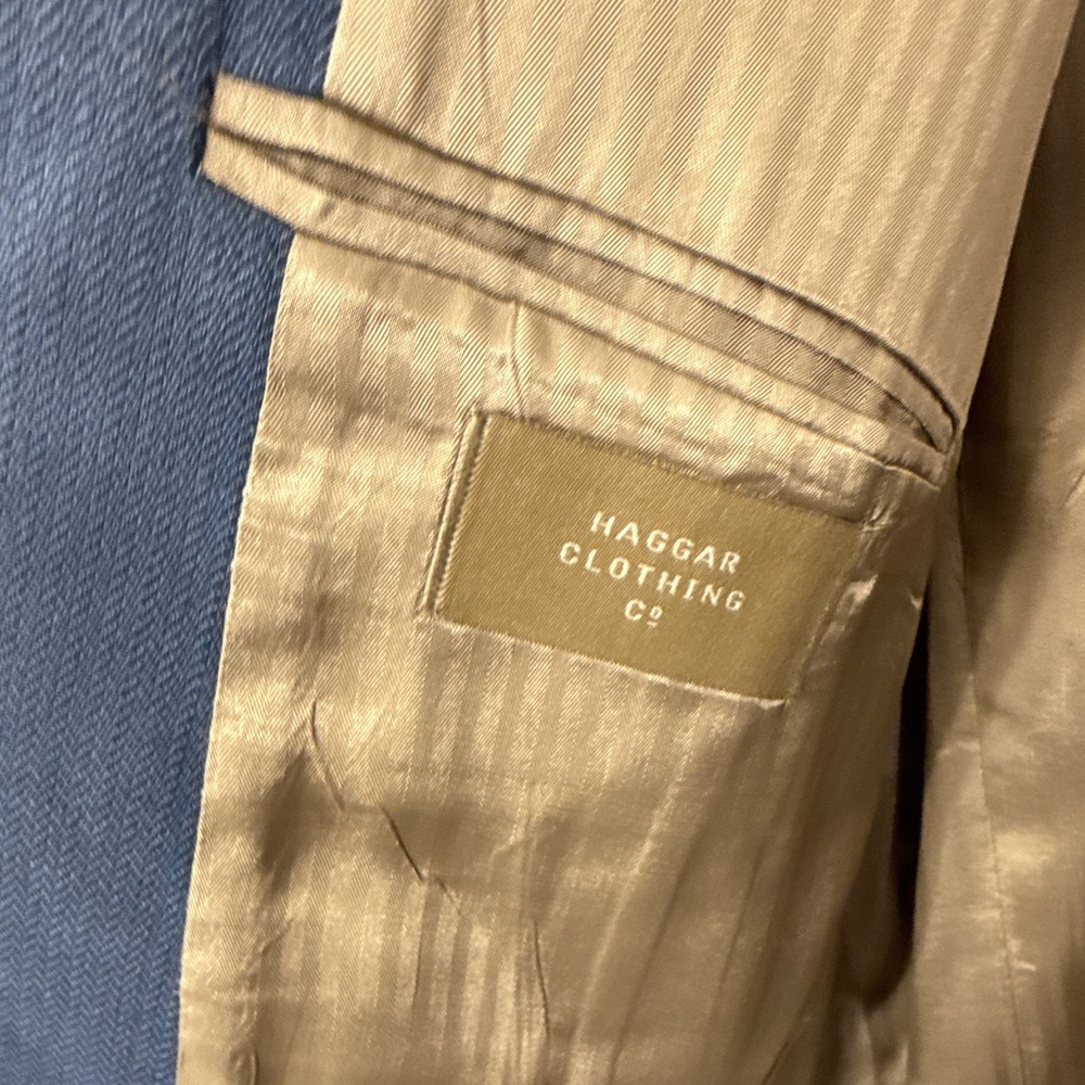 Men's NEW HAGGAR Blue 46 Reg Suit Jacket Sport Coat Blazer$120 - Picture 4 of 9